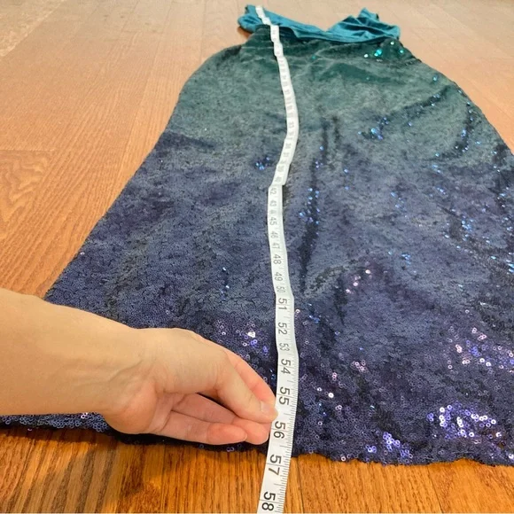 6 stretchy allover Sequin green purple high slit mermaid sleeveless dress 16 - Picture 12 of 13